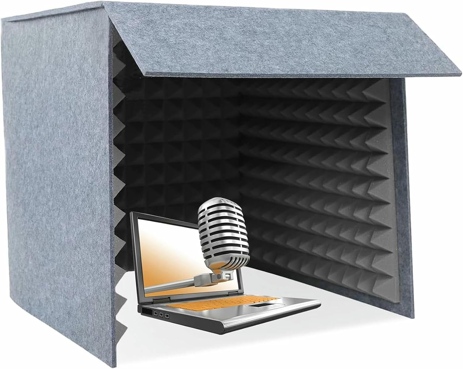 Compact Desktop Sound Booth, Square Acoustic Isolation Shield, Modern Foldable Noise Reduction Cover for Podcasts Voiceovers Singing