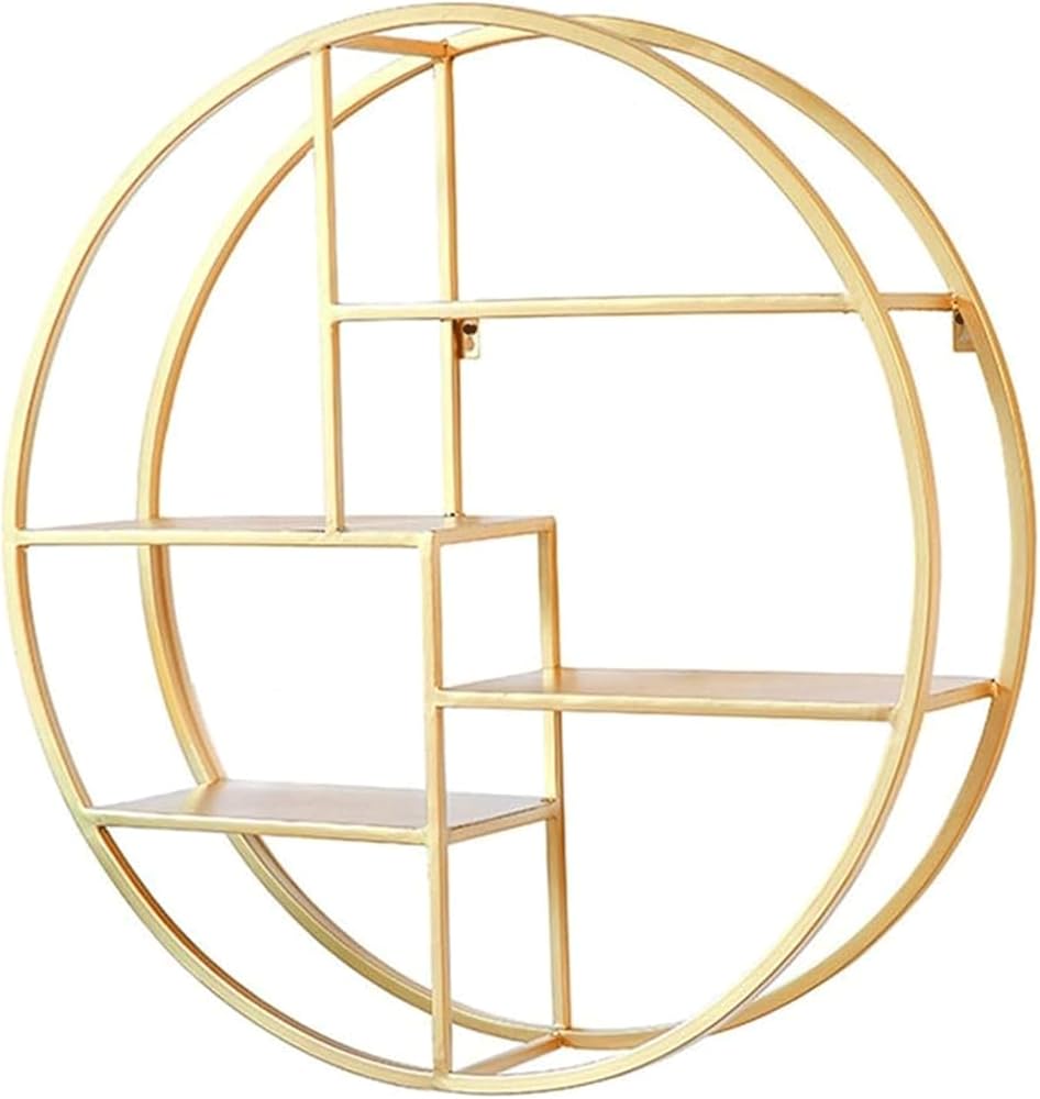 Flexible Bookcases 4 Tiers Wall Mount Bookshelf Metal Bookshelf Space Saving Book Rack for Cafe Office Home Bookshelves Gold Perfect Furniture