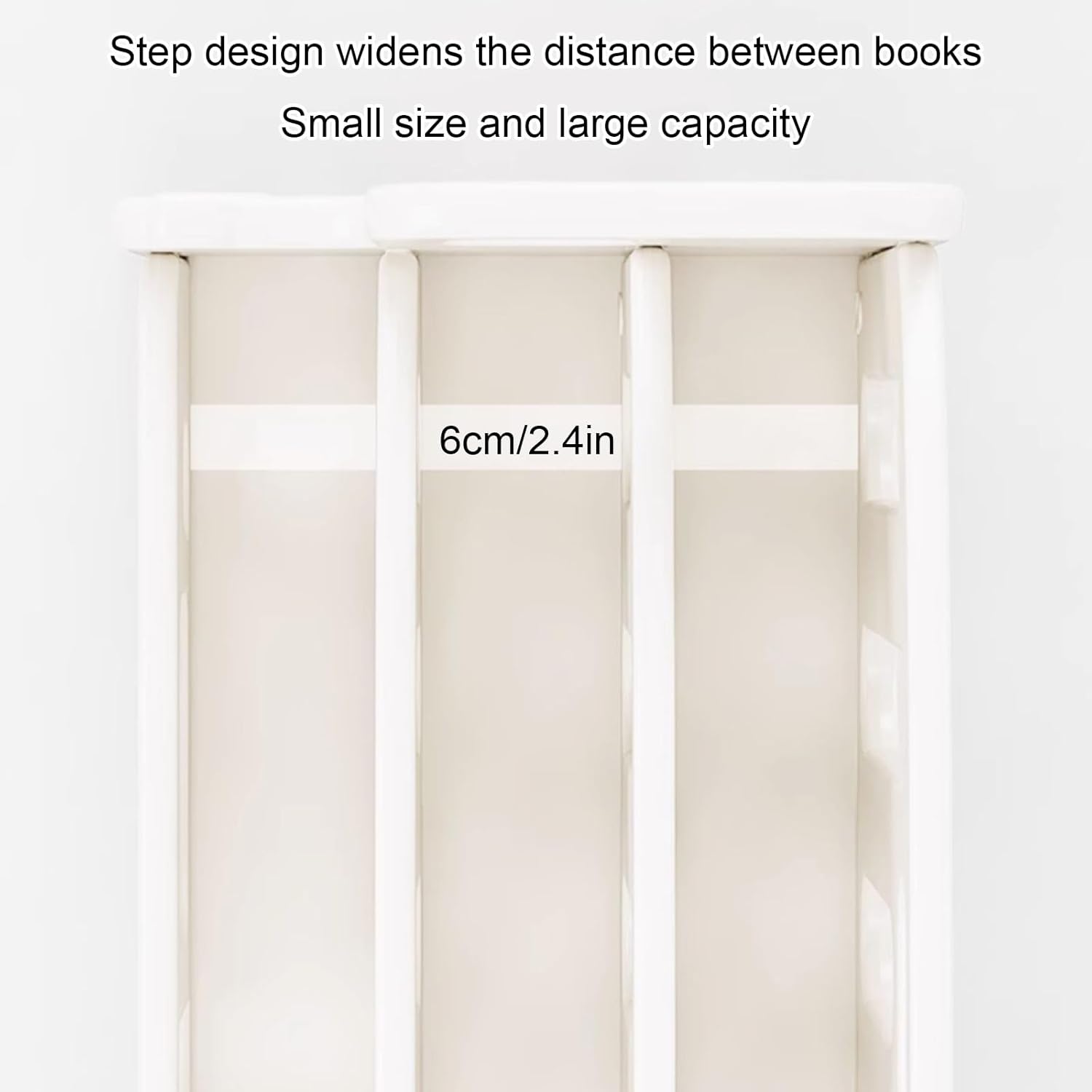 Kids 3-Tier Bookshelf, Desktop Organizer, Decorative Storage Shelving, PE Freestanding Display Bookcase, Book Shelf Unit for Living Room Bedroom(White)