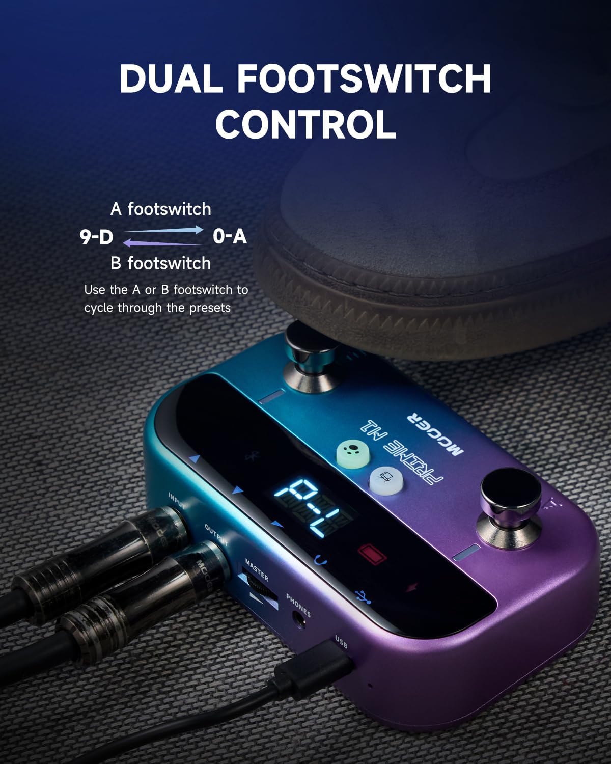 MOOER Prime MaxMini M1 Intelligent Multi Effects Pedal Bass Guitar Processor Air P05 Guitar Wireless System Plug to Play for Bassist and Guitarist