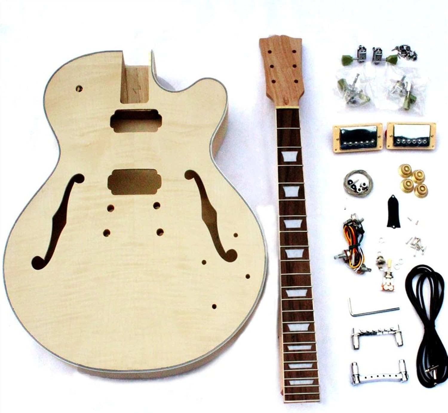 FLFL Half Hollow DIY Electric Guitar Body Kit with All Accessories Unfinished Guitar Kit
