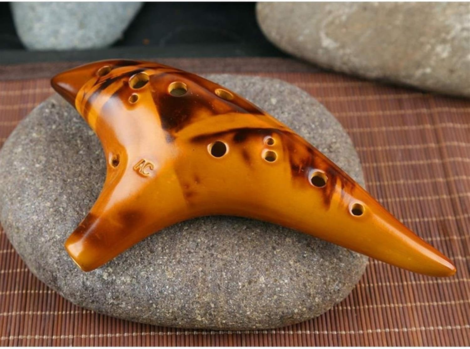 12 Hole Ceramic Ocarina Woodwind Instruments Flute Alto C Tuning Beginner Teaching Ocarina 1pc (Color : Yellow)