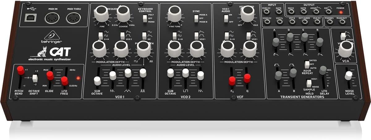 Behringer CAT Legendary Paraphonic Analog Synthesizer with Dual VCOs, 4 Mixable Waveforms, External Signal Processor, 16-Voice Poly Chain and Eurorack Format