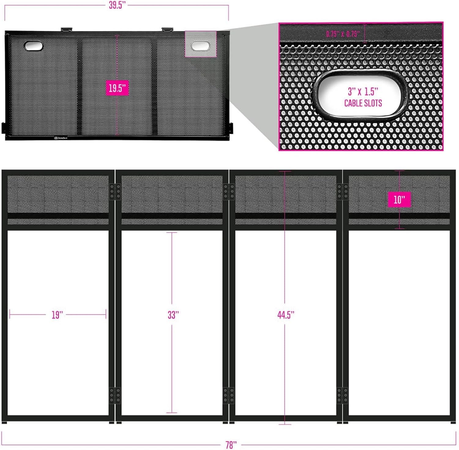 DJ Event Booth Facade DJ Facade Table Station,40 * 40 * 20 Inches Foldable DJ Booth Flat Table Top w/White & Black Scrim,Padded Carrying Bag