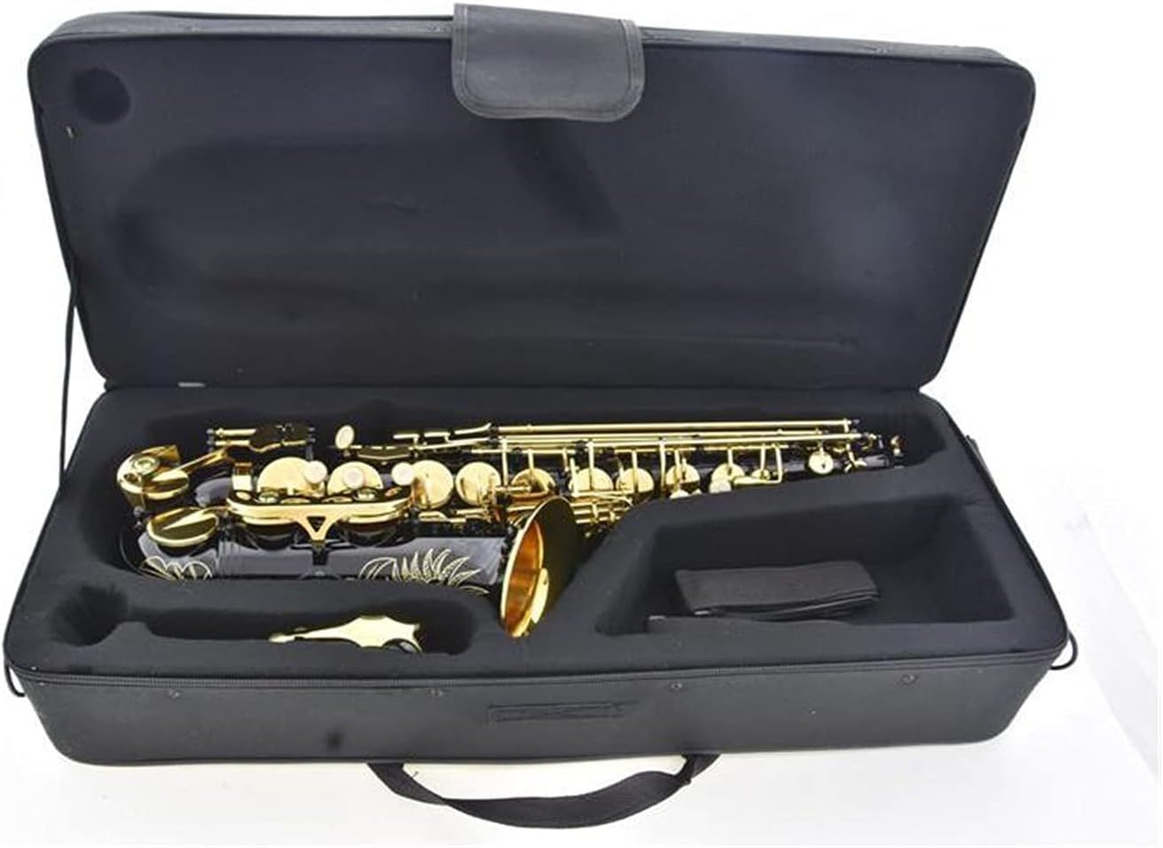 Black Alto Saxophone Brass Engraving Mode Black Gold Musical Instruments Professional Alto Sax and Case Student Saxophone