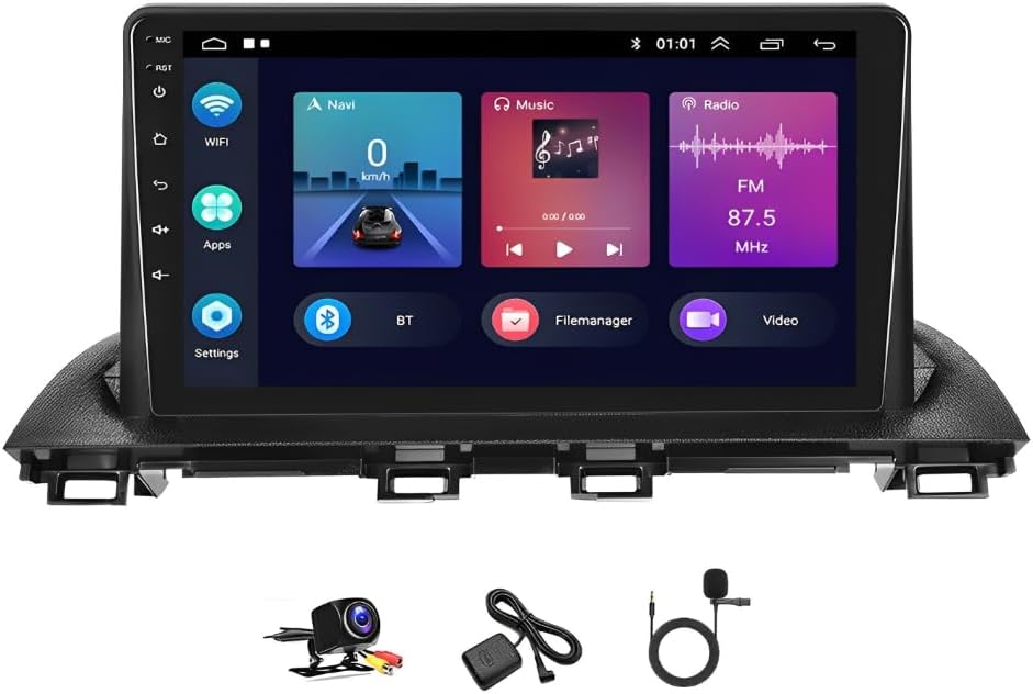 2G+32G Android 13 Car Stereo with Wireless Carplay & Android Auto, 9 Inch Touch Screen Car Radio with GPS FM Backup Camera WiFi SWC Compatible with Mazda 3 for Axela 2014-2019
