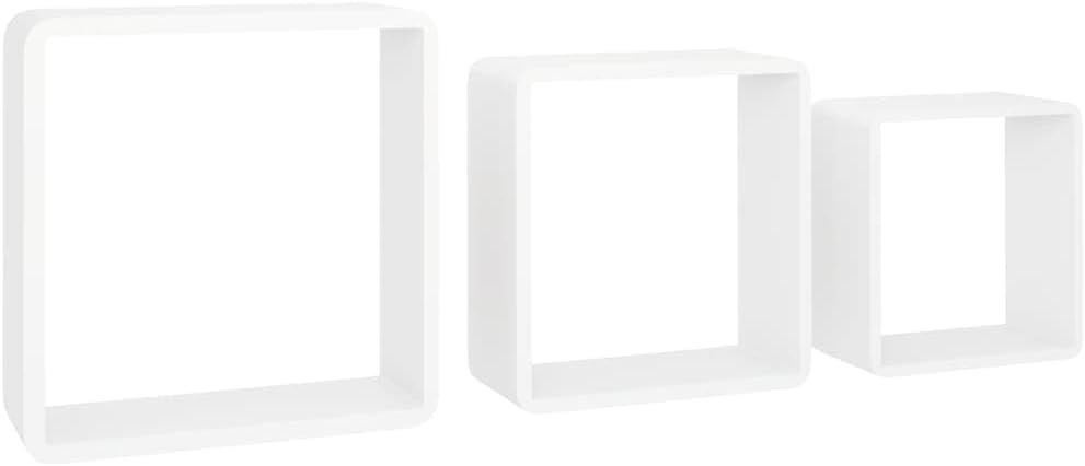 Wall Cube Shelves 3 pcs,Floating Wall Shelves,Wall Mounted Storage Shelves,Wall Decorative Storage Shelf,for Living Room,Bedroom,Kitchen,Bathroom,White MDF(Easy to Assemble)