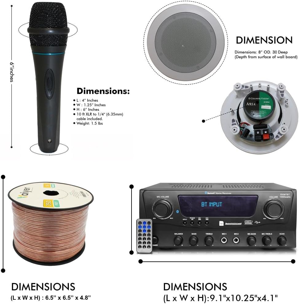Home Theater System Kit 1000 Watts Bluetooth Receiver w/ 6 Qty 5.25