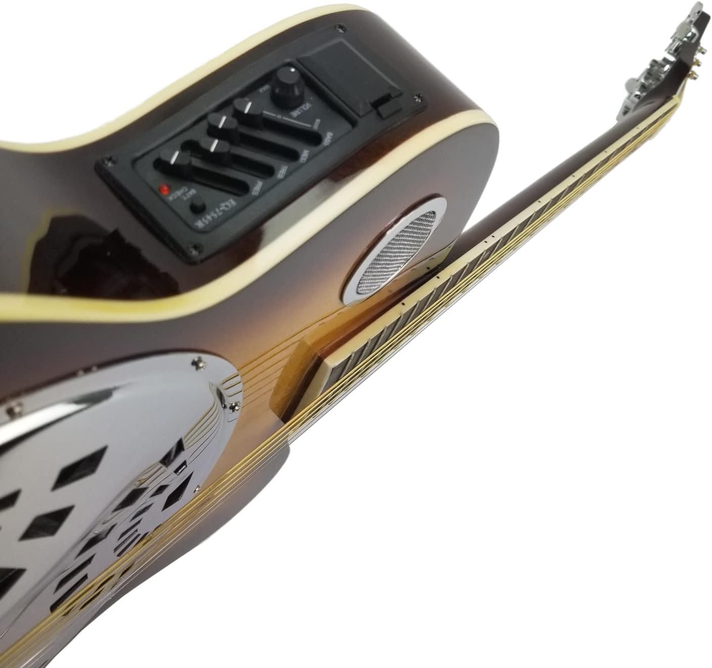 Acoustic Electric Guitar Sunburst Mahogany Traditional Resonator with Built-in Pre Amplifier, Steel Strings