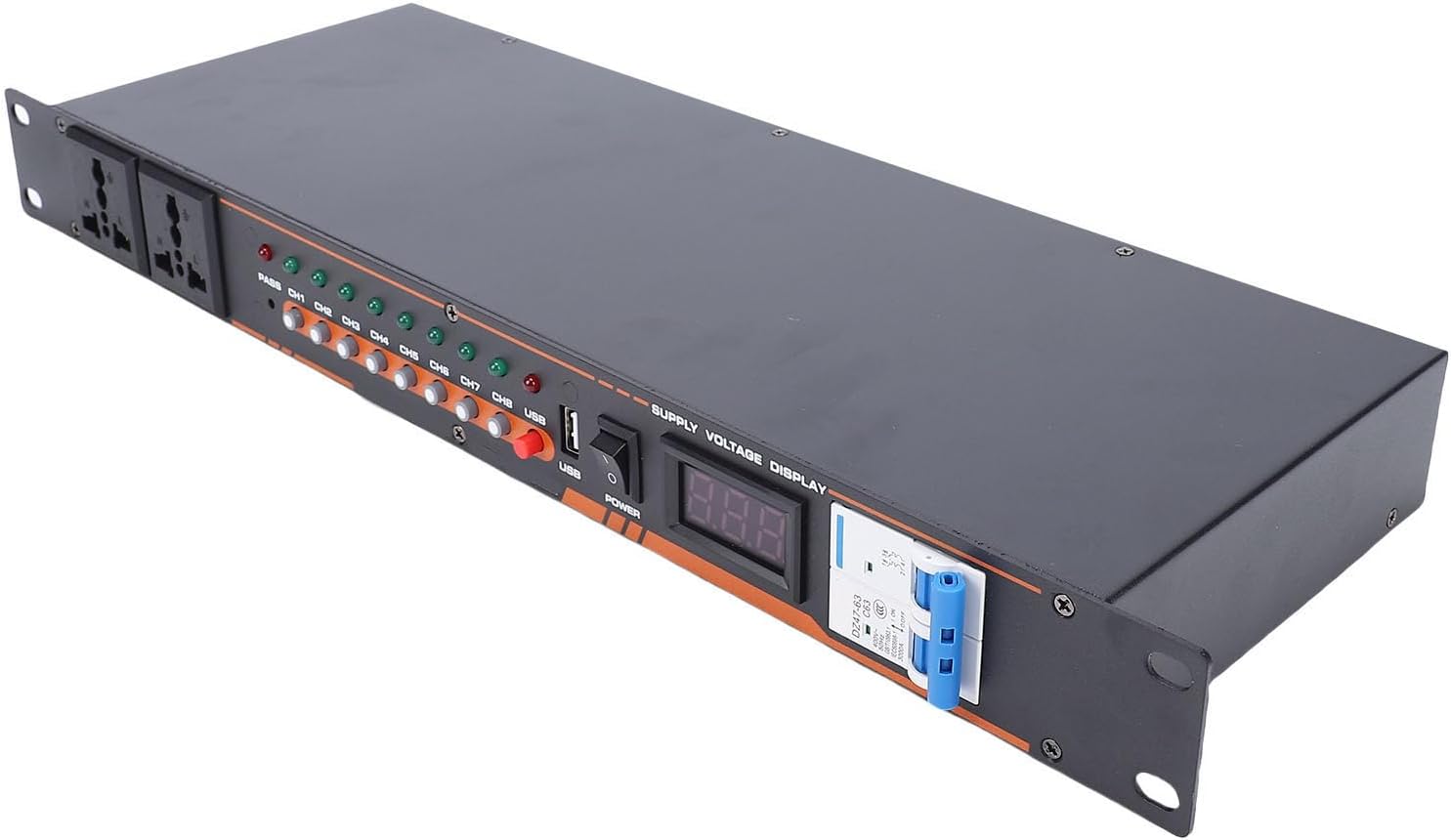 Yunseity 10 Outlet Power Sequencer Conditioner, Rack Mount Audio Digital Power Controller Voltage Regulator with Digital Display and Multi Protections for Musical Instruments (US Plug)