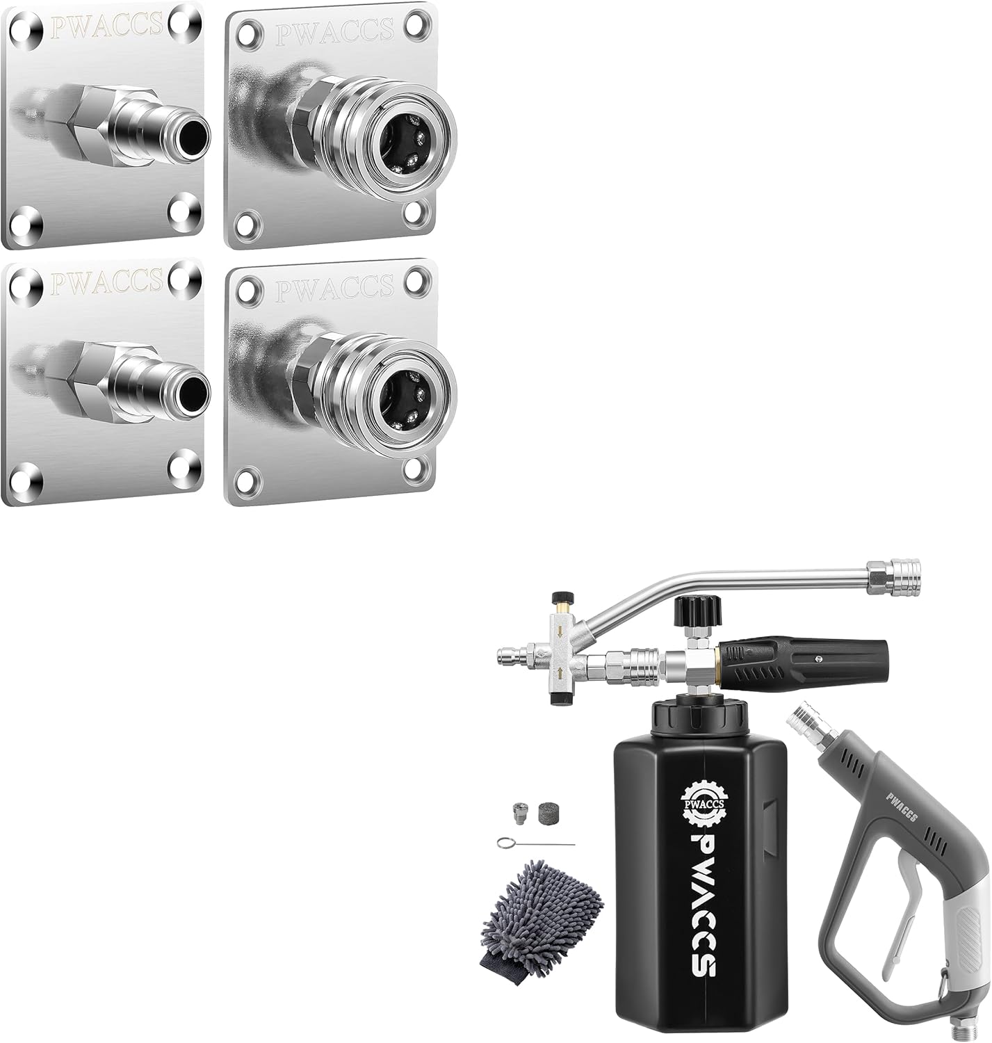 PWACCS Pressure Washer Gun Holder, Foam Cannon Holder, Foam Cannon Dual Connector, Pressure Washer Car Wash Foam Gun