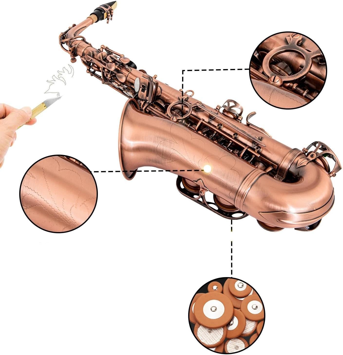 Woodwind Instruments Eb E-flat Alto Saxophone Professional Red Bronze Bend Sax Accessory