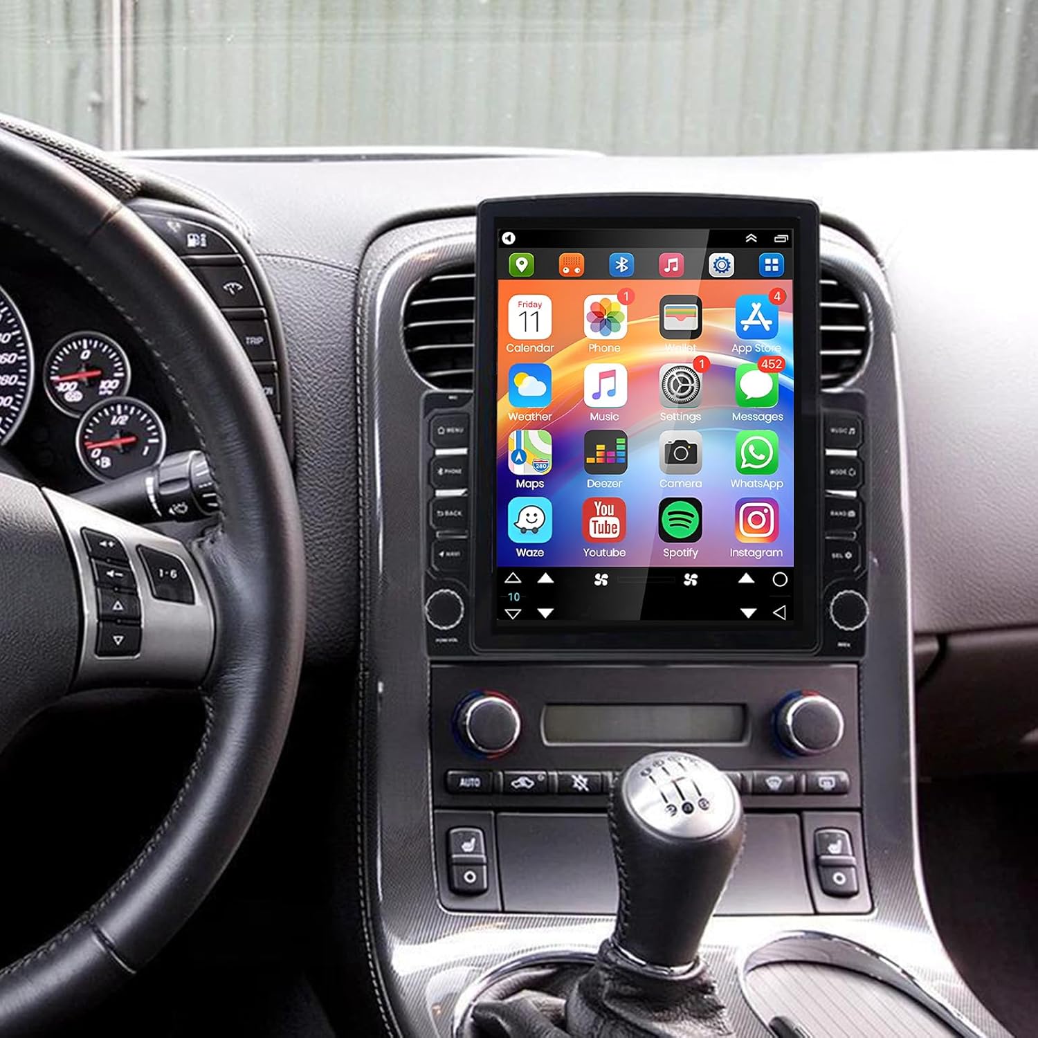 PHEZEN 9.7 inch Touchscreen 8 core Car Stereo Fit for Chevy Corvette 2005-2013, Android 15 Car Radio with Carplay & Android Auto in-Dash Navigation BT Mirror Link WiFi Backup Camera 8+256G