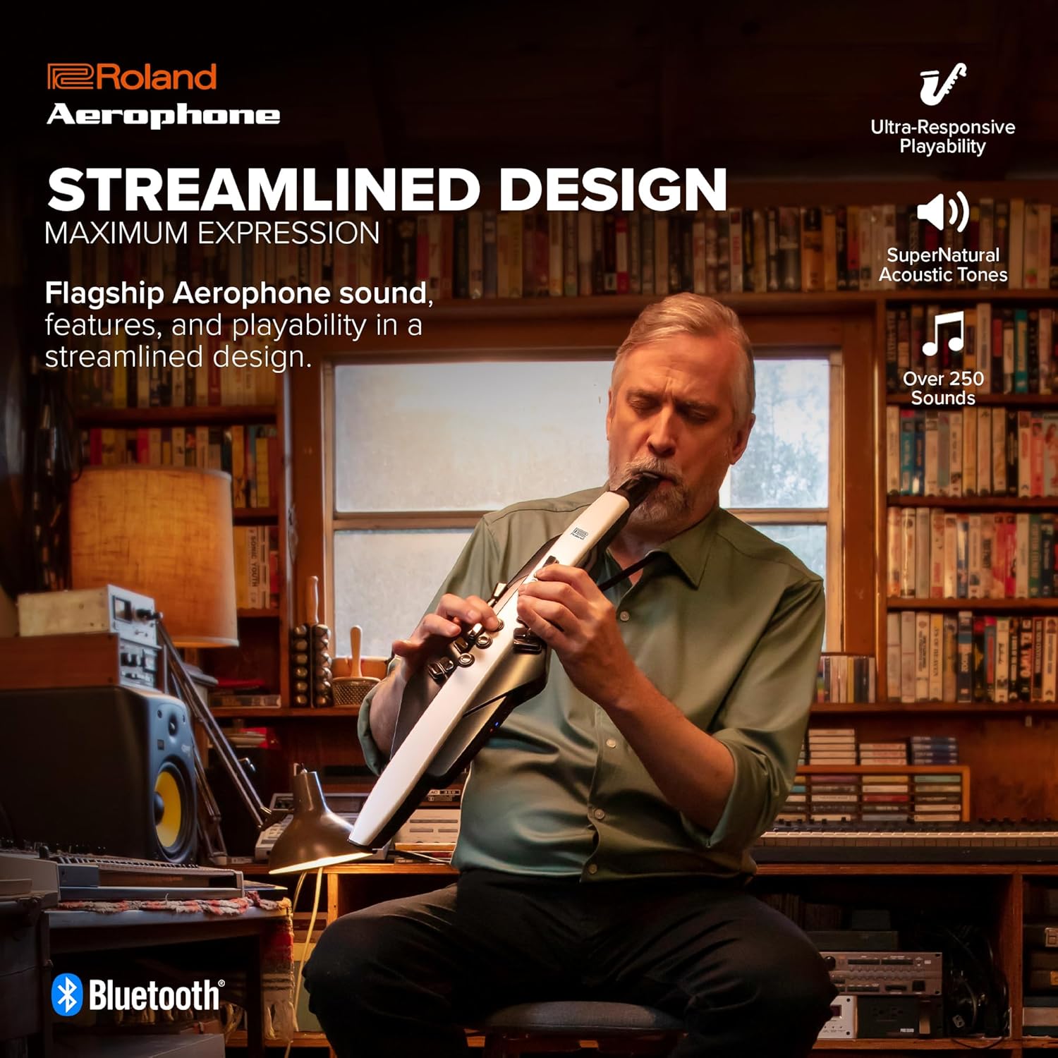 Roland AE-20 Aerophone | Premium Digital Wind Instrument | SuperNATURAL Acoustic Tones & Advanced ZEN-Core Technology | Ultra-Responsive Playability | Over 250 Sounds | Bluetooth Connectivity