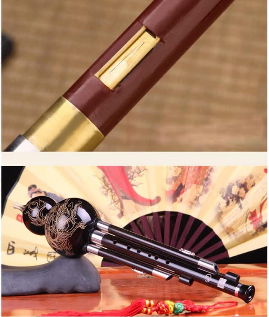 Flutes Musical Instruments Hulusi Gourd Cucurbit Ethnic Wind Musical Instrument Key of C for Beginner Music Lovers As Gift Cultivate Interest in Musical Instruments (Color : Black, Size : C-Key)