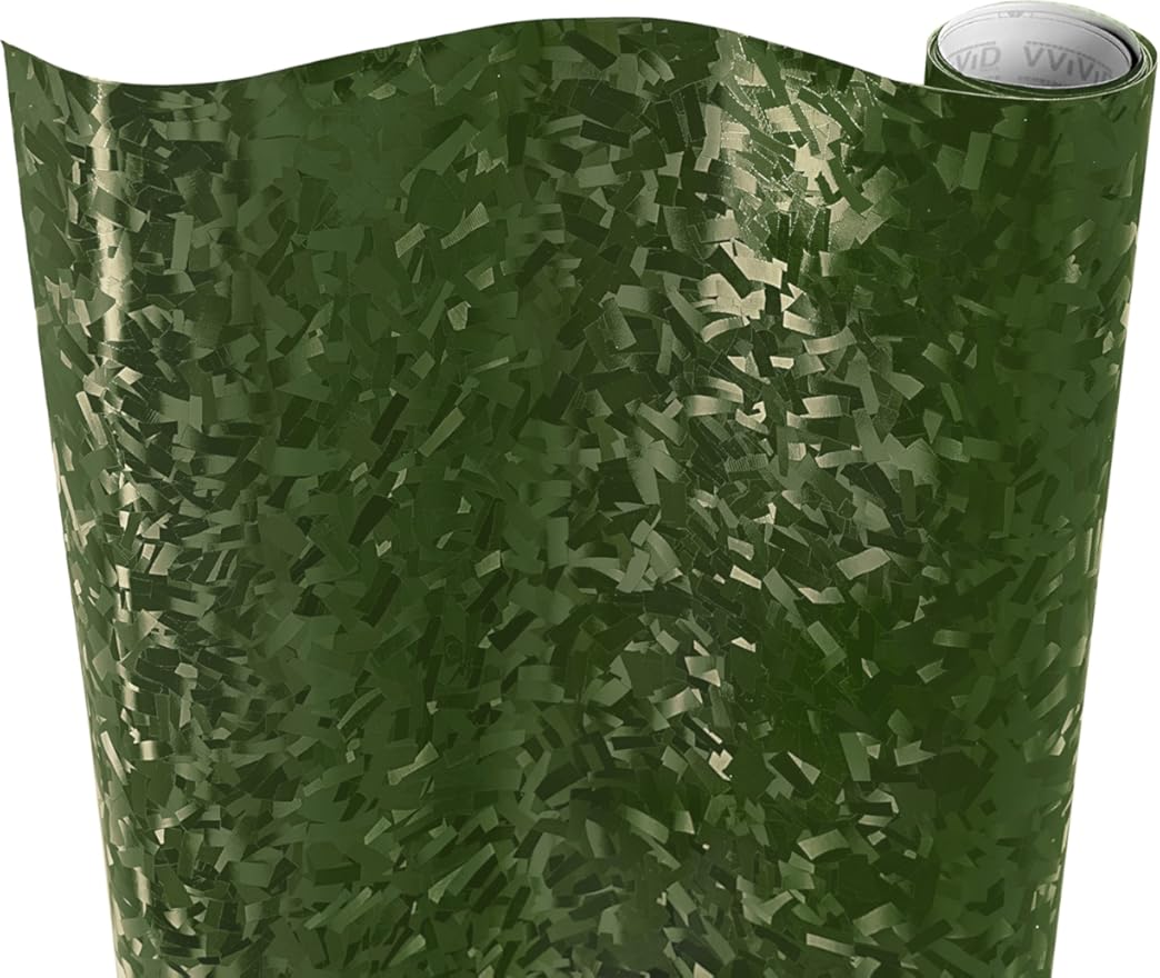 VViViD+ Forged Composite Carbon Patternless Car Vinyl Wrap Roll (25ft x 5ft, Army Green)