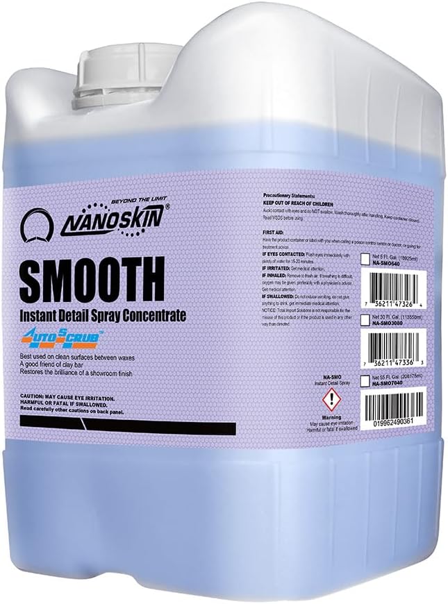 Nanoskin SMOOTH Quick Detailer Spray 5 Gallons for Car Detailing | Superior Gloss Enhancer, Wax Booster & Clay Lubricant | Waterless, Effortless Cleanup of Dust, Smudges, Fingerprints & Contaminants