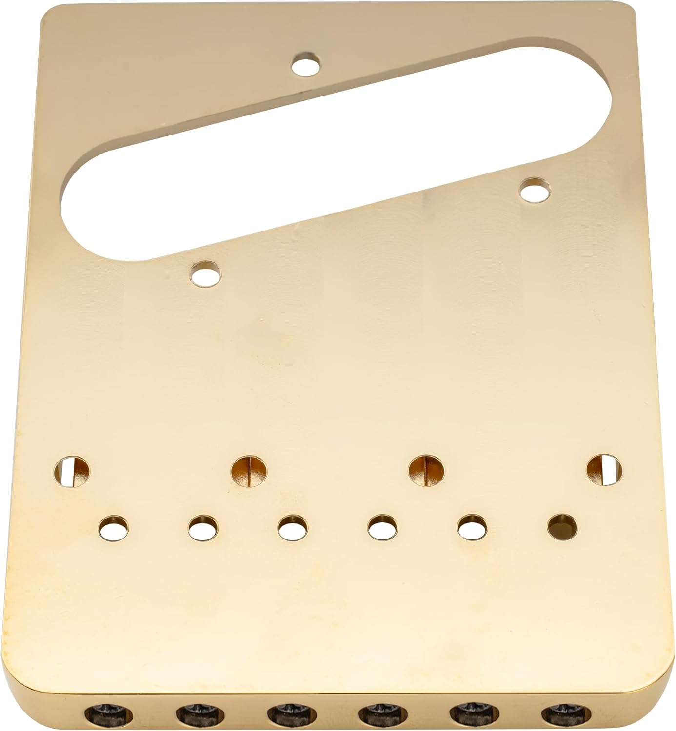 Musiclily Ultra 2-1/8 inch Brass Heavy Duty Asymmetric Telecaster Bridge for Tele Style Electric Guitar, Gold