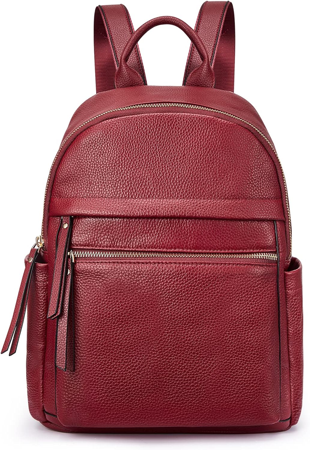 Kattee Genuine Leather Backpack Purse for Women Multi-functional Elegant Daypack Soft Leather Shoulder Bag Shopping Trip, Medium, Wine Red