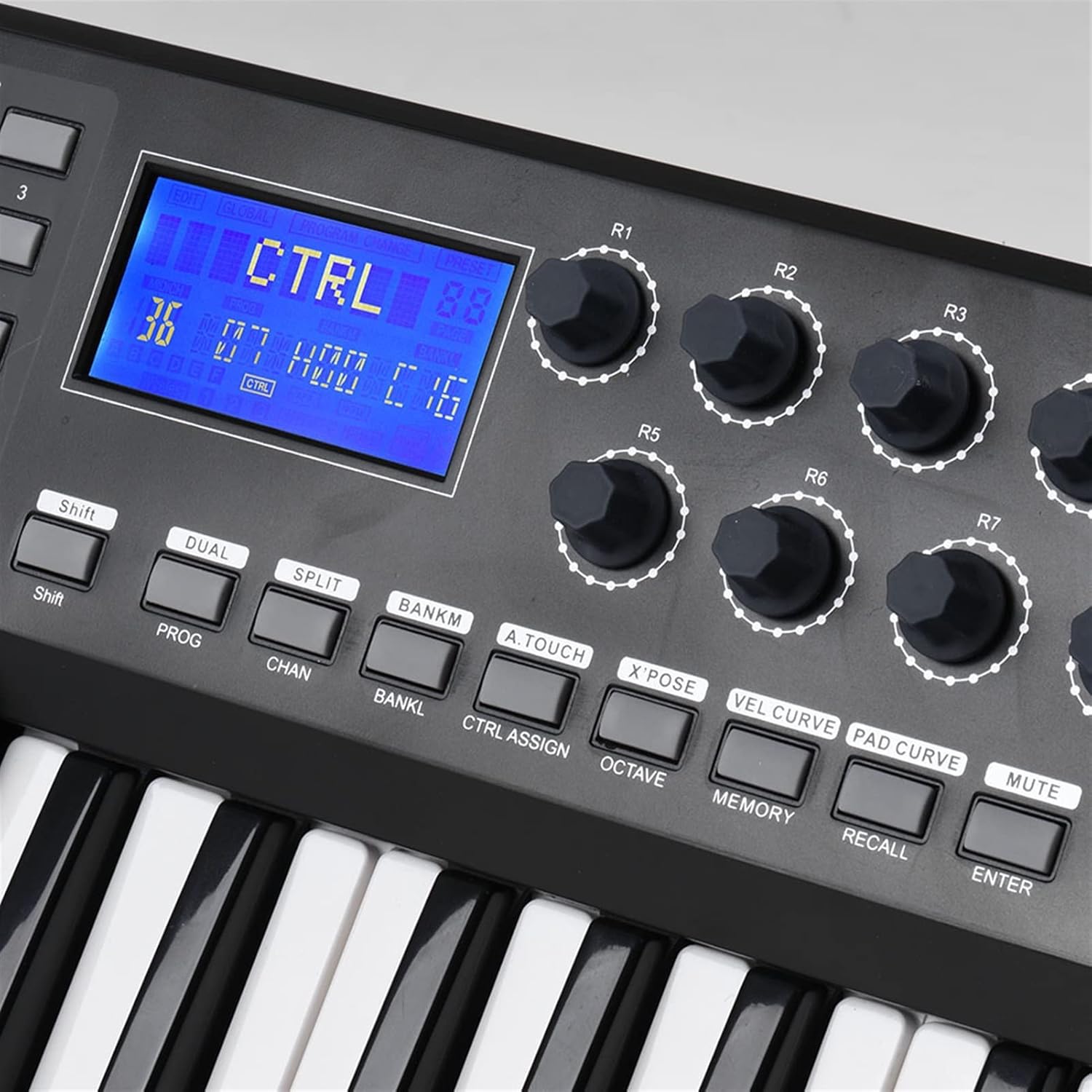 KESHUO Electric Keyboard 61-Key USB MIDI Keyboard Controller 8 RGB Colorful Backlit Trigger Pads with USB