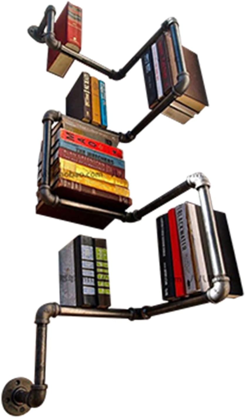 XLTFUC ZXFF Wrought Iron Bookshelf Retro Wall Hanger Wall Water Pipe Rack, Corner Decoration Creative Industrial Pipe Flower Stand