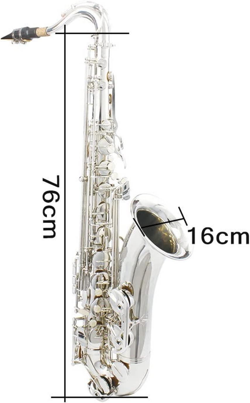 KESHUO Brass Bb Tenor Saxophone Sax Carved Pattern Shell Buttons Wind Instrument with Case Gloves Cleaning Cloth Belt Brush Brass Sax Beginners Kit