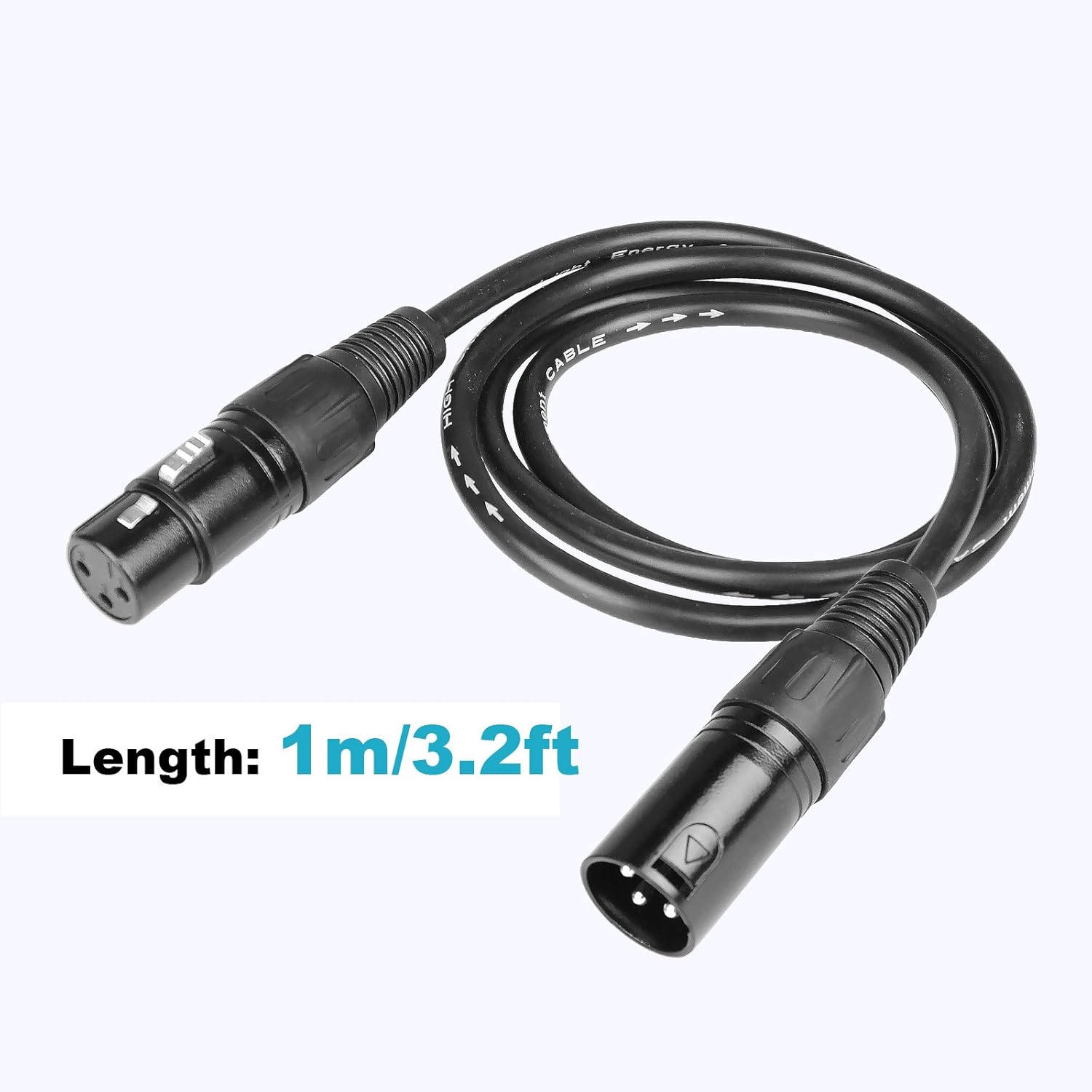 GBGS 16 Pack DMX Cable 3.2ft（1m） 3-Pin Signal XLR Connection DMX512 Stage Light Cable Wire Male to Female