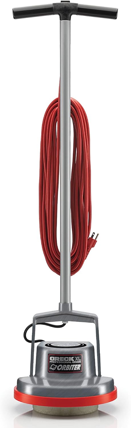 Oreck Commercial Orbiter Hard Floor Cleaner Machine, Multi-Purpose Floor Cleaning, Random Orbital Drive, Wide Cleaning Path, 50-Foot Long Cord, ORB550MC, Gray/Red