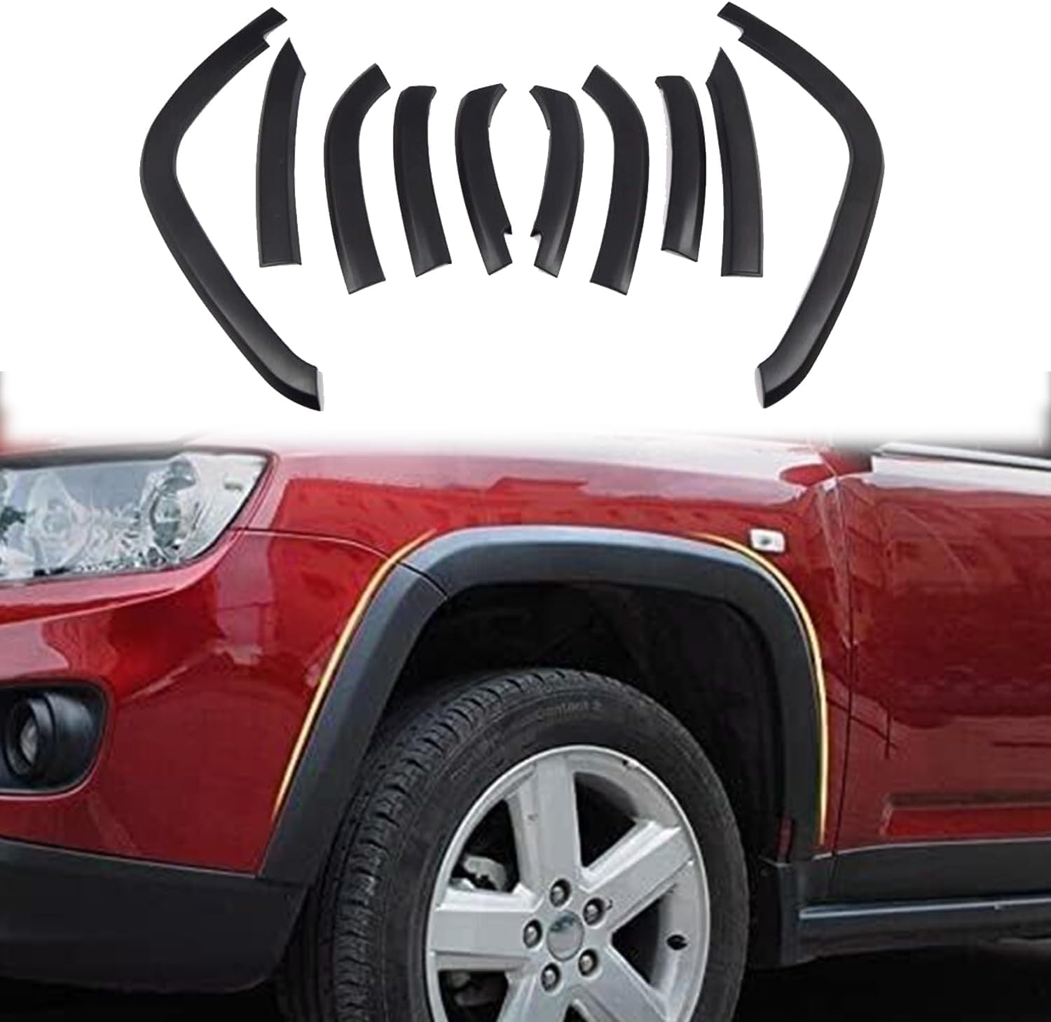 CTH for Jeep Compass 2011-2015 Fender Flare Wheel Guard Wheels Fender Flares Protector Molding Trim Car Accessories 10pcs (Black)