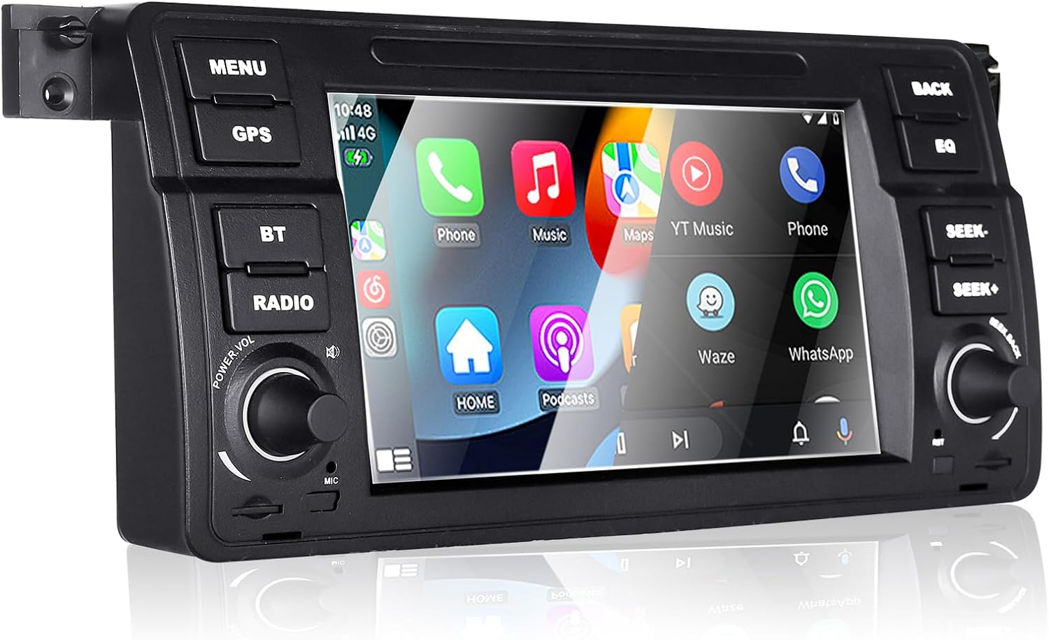 Car Stereo for BMW E46 3 Series 1999-2004 Compatible with Wireless Carplay/Android Auto, 7 inch Radio with IPS Touch Screen/Bluetooth/Mirror Link/FM/AM/USB/High Power/RDS/SWC/DSP