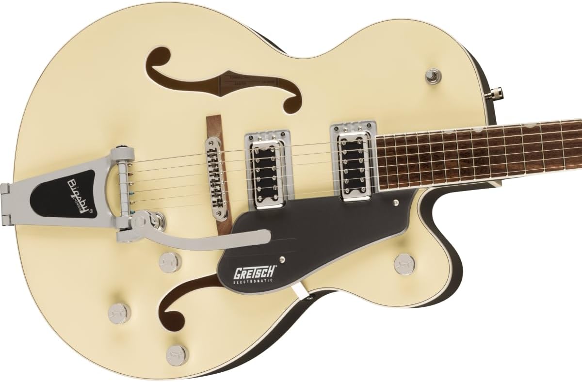 Gretsch G5420T Electromatic Classic Hollow Body Single-Cut 6-String Right-Handed Electric Guitar with Bigsby Tailpiece (Two-Tone Vintage White/London Gray)