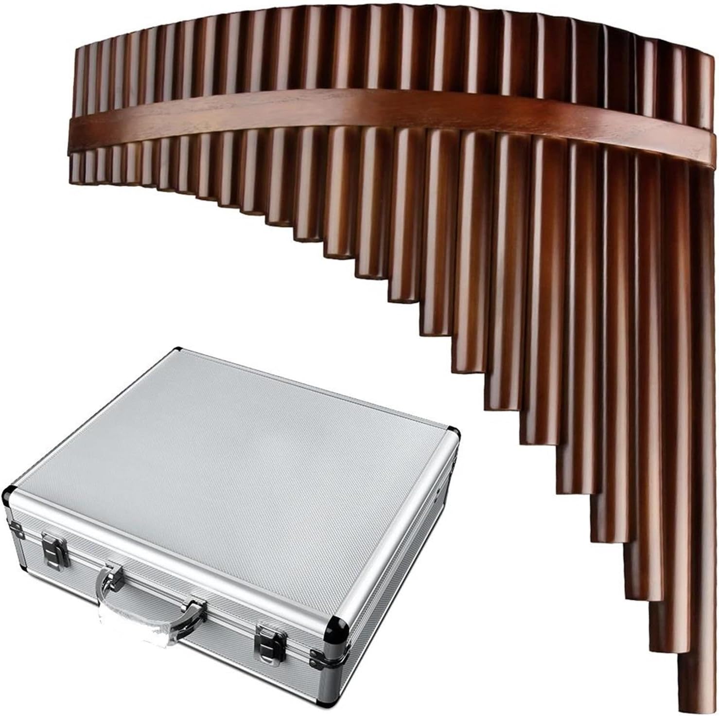 25 Pipes C Key Pan Flute Pan Pipes Woodwind Instrument Chinese Traditional Musical Instrument Case (Color : Left-hand box)