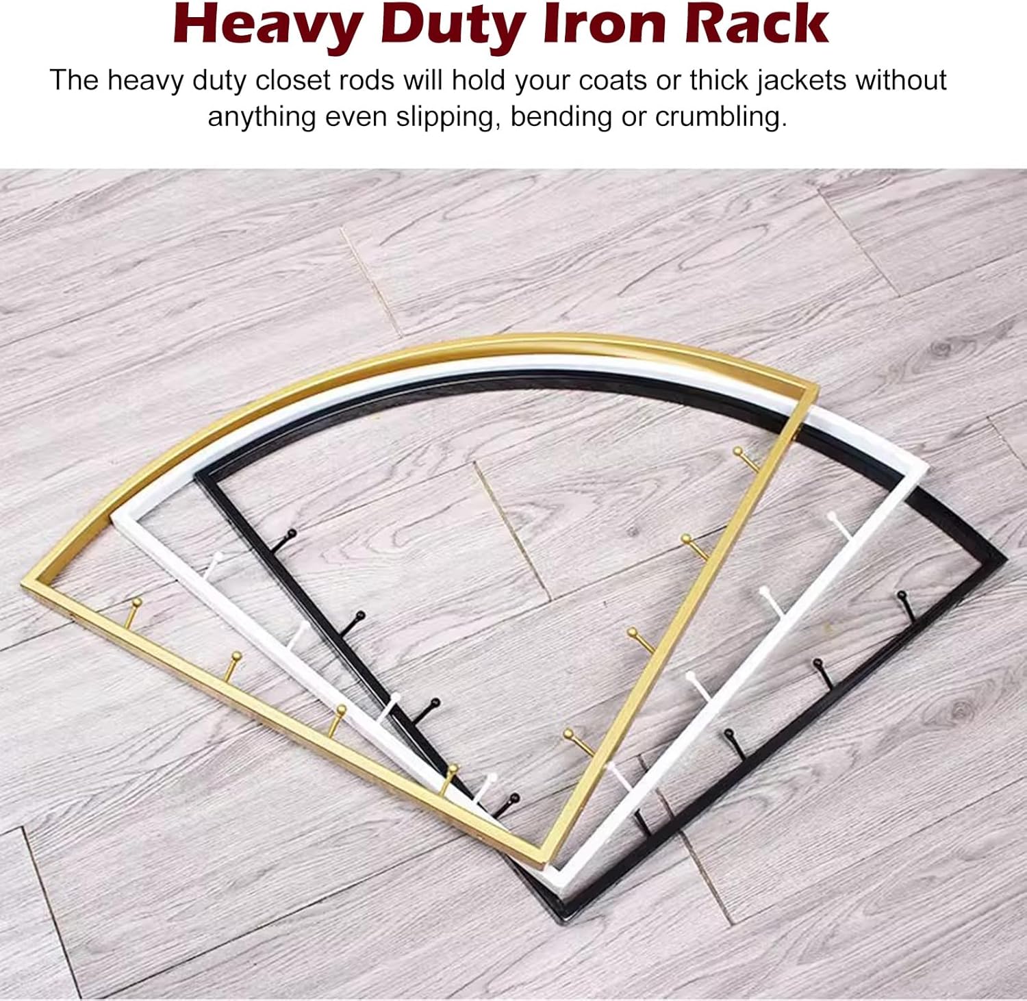 Corner Garment Rod Metal, Heavy Duty Closet Clothes Hanger Bar, 90 Degree Angle Clothing Coat Rack, Small Curved Closet Pole for Corner Storage(Gold,60 x 60cm (23 5/8 x 23 5/8