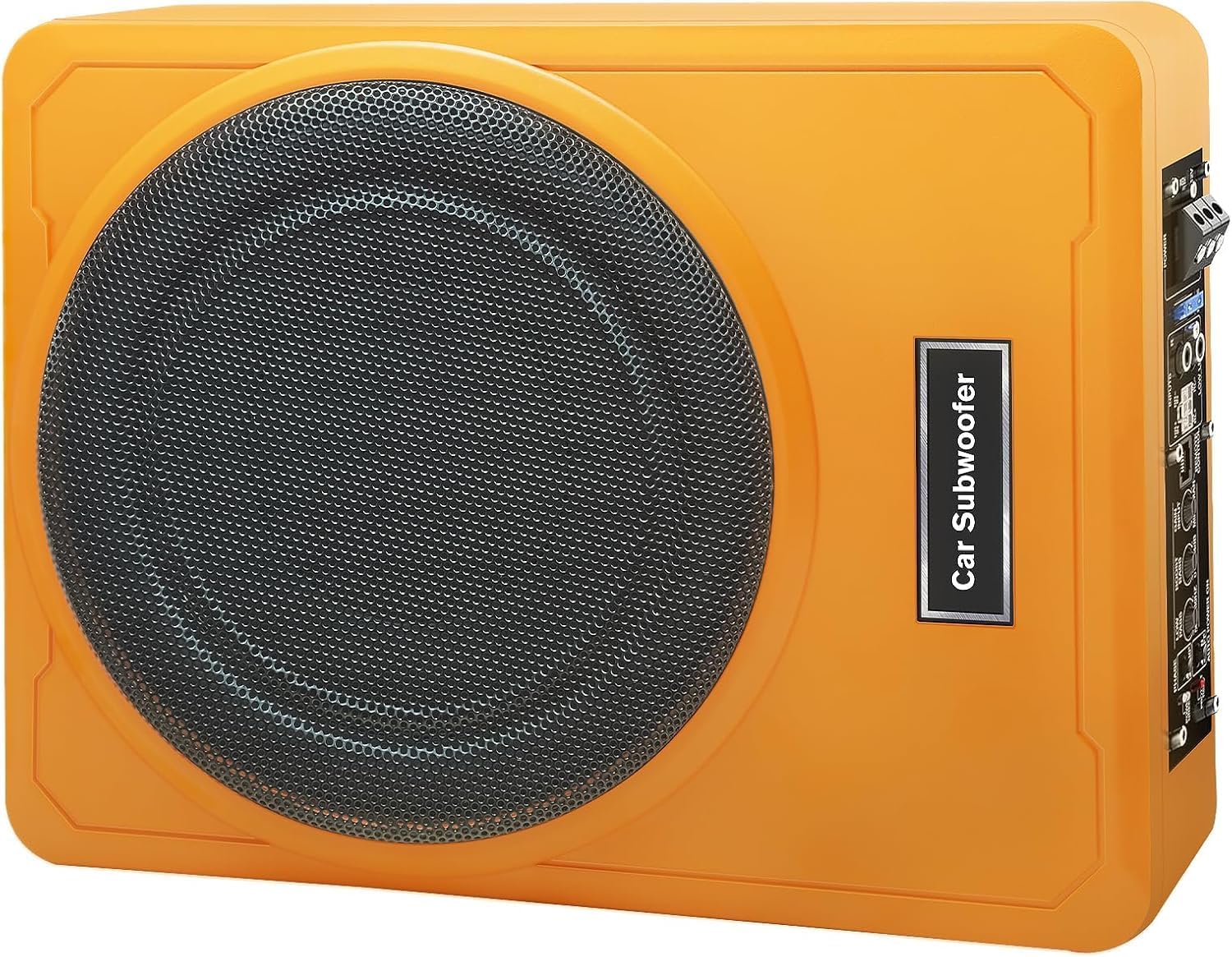 litillbuly 10 Inch 1200W Orange Car Subwoofer,Slim Under Seat Car Subwoofer Powered, High/Low Level Input, Car/Truck Car Audio Subwoofer Sub Built in Amplifier
