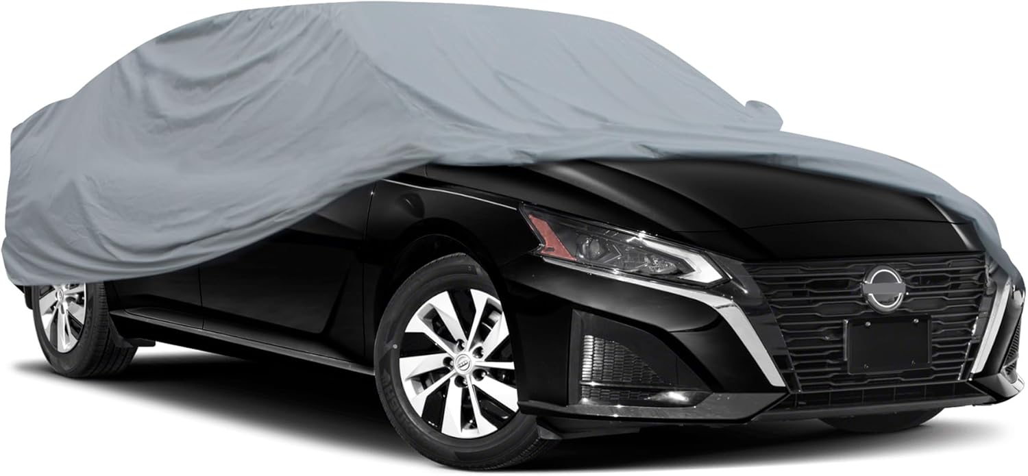 MotorTrend Custom Fit Car Cover For Nissan Altima 2011-2018, All-Weather Protection for Cars Trucks & SUVs, UV Resistant Waterproof Scratch-Resistant, Perfect Fit Vehicle Cover for Outdoor & Indoor