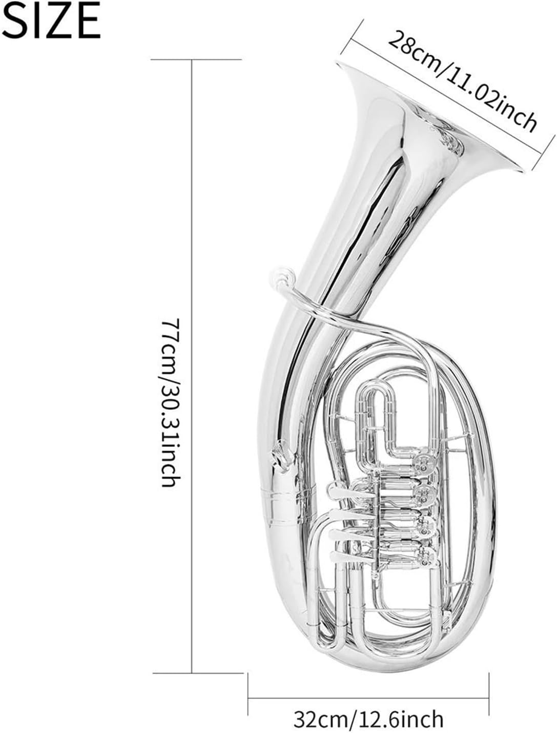 Euphonium 4 Key Brass Instrument With Accessory Box Gloves And Suspenders Gold Silver Euphonium All-brass Instrument(3)