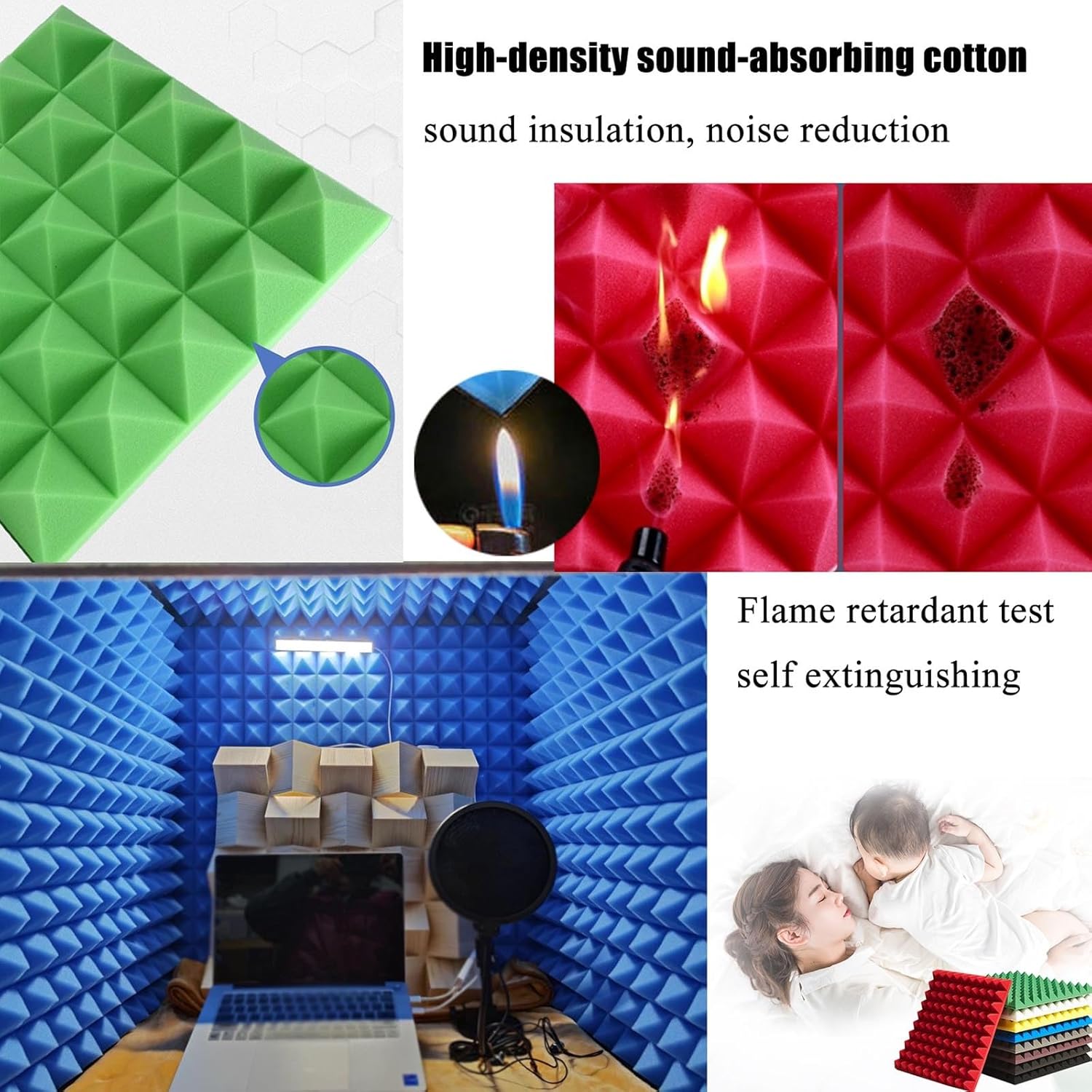 Desktop Soundproof Portable Recording Studio, Multi-Functional Vocal Recording Studio, Suitable for Dubbing (Green)