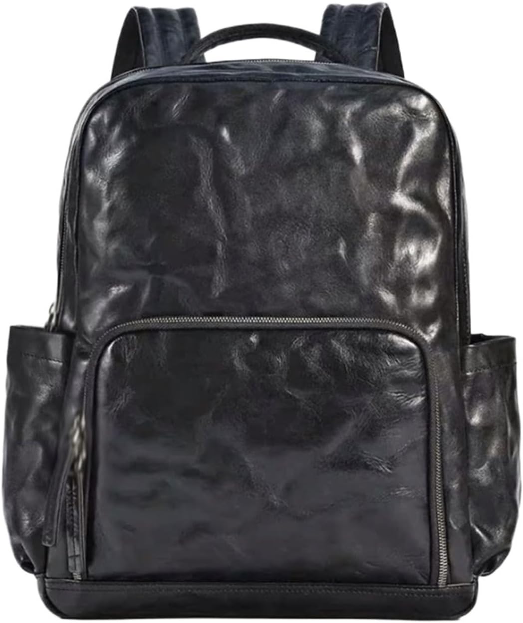 Genuine Leather Business Backpack for Men, Travel Laptop Bag with Spacious CompartmentGift Box (Black)