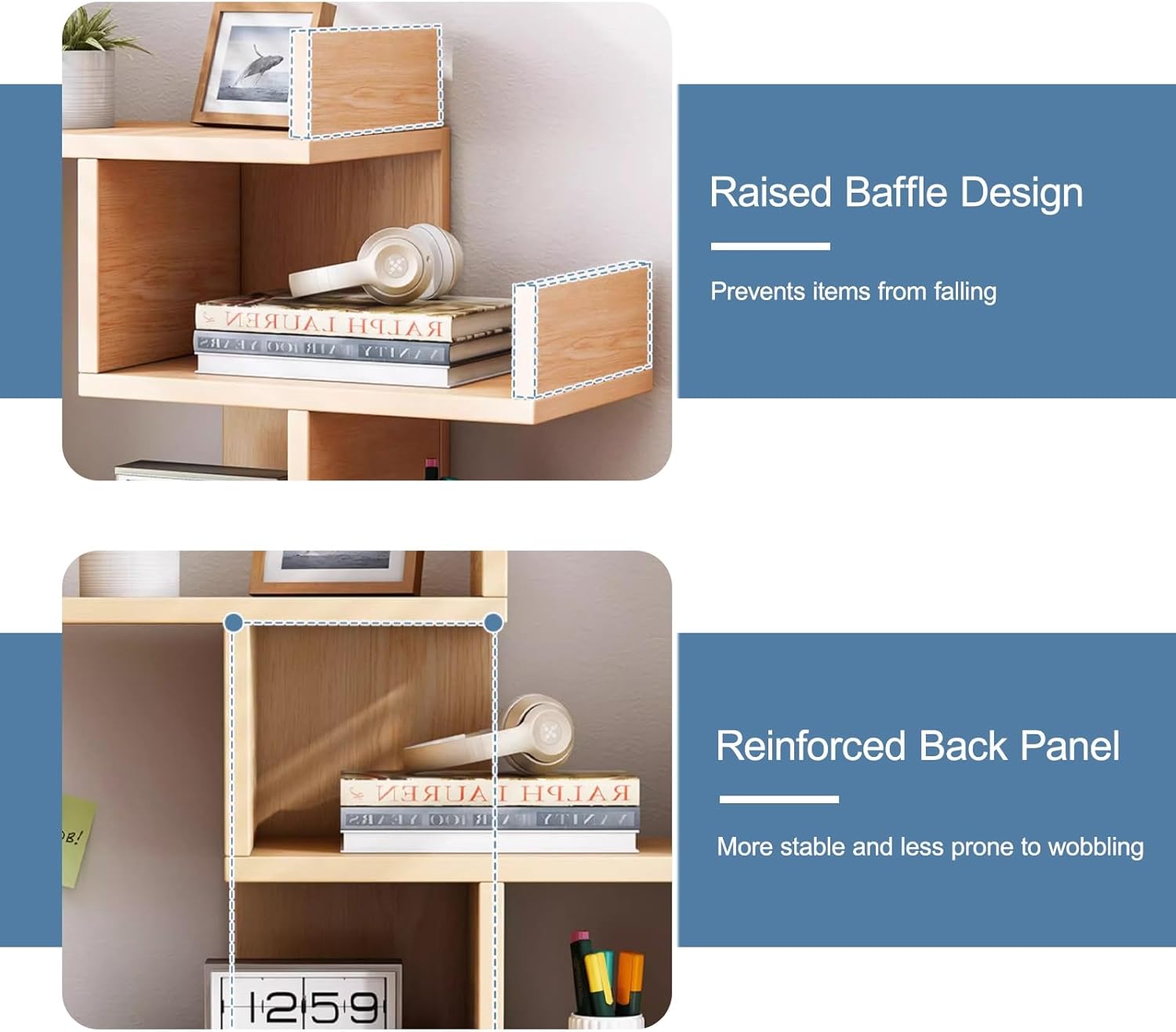 Desktop Bookshelf Storage Organizer Bookcase, Freestanding Display Rack Shelving Unit Small Book Organizer Hutch for Top of Desk Shelf(White)