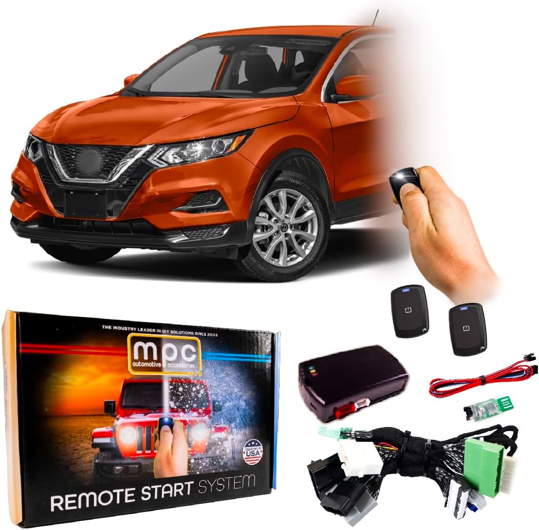 MPC Remote Start Kit Compatible with Nissan Rogue Sport 2017-2022 - Push-to-Start - Gas - Includes (2) Ultra-Compact Extended Range 1-Button Remotes - Up to 1,500 ft - Plugin T-Harness