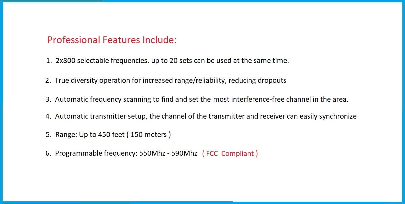 GTDaudio 2x800 Adjustable Frequency UHF True Diversity Wireless Handheld Microphone Mic System Ideal for Church, Karaoke, Dj Party, Range 400 ft