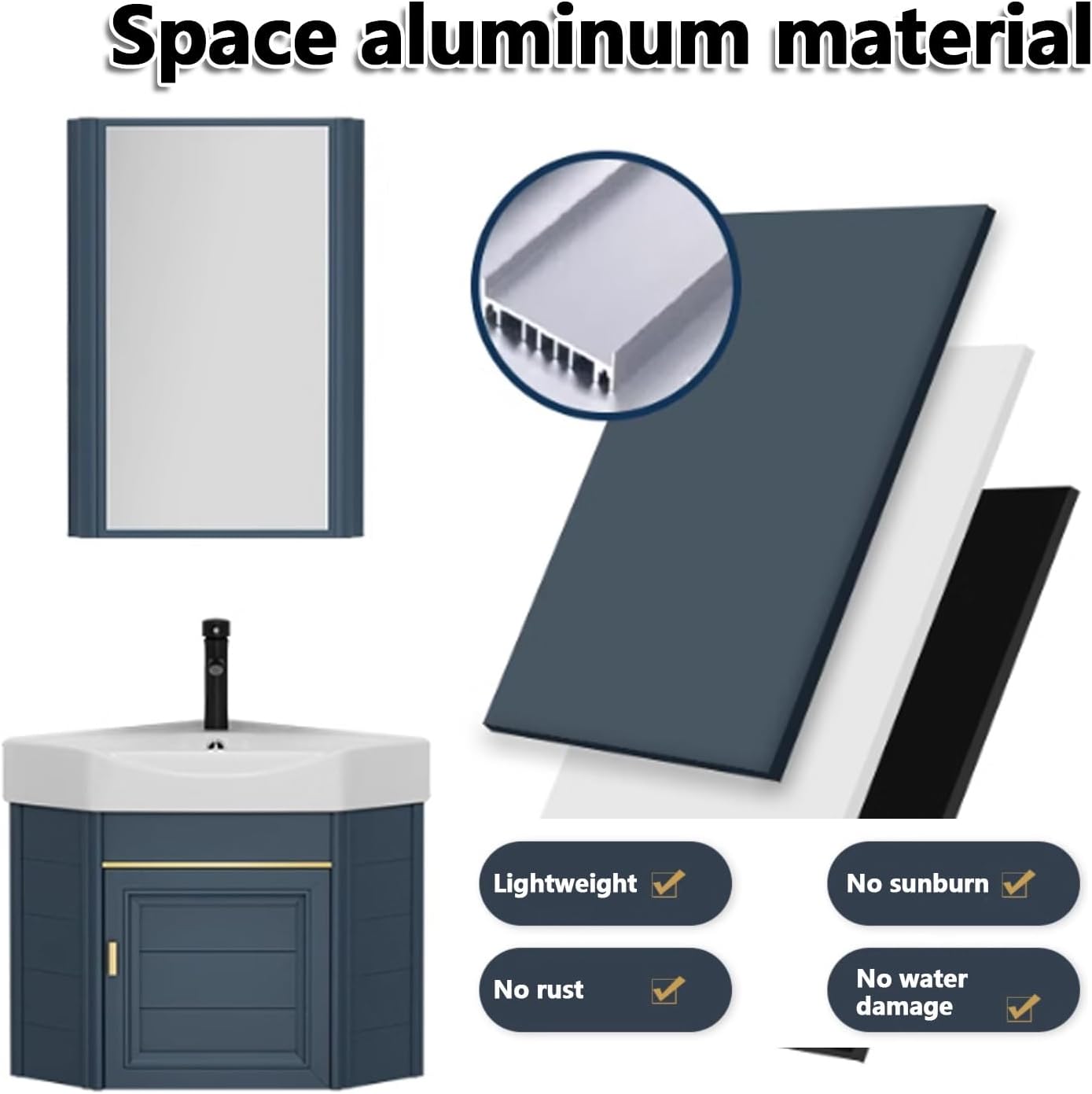 Corner Bathroom Sink,Floating Bathroom Vanity with Sink,Corner Bathroom Vanity Sink Combo,Wall Mount Sink,Compact Bathroom Sink,Bathroom Cabinet with Faucet and Drain,for Small Spaces