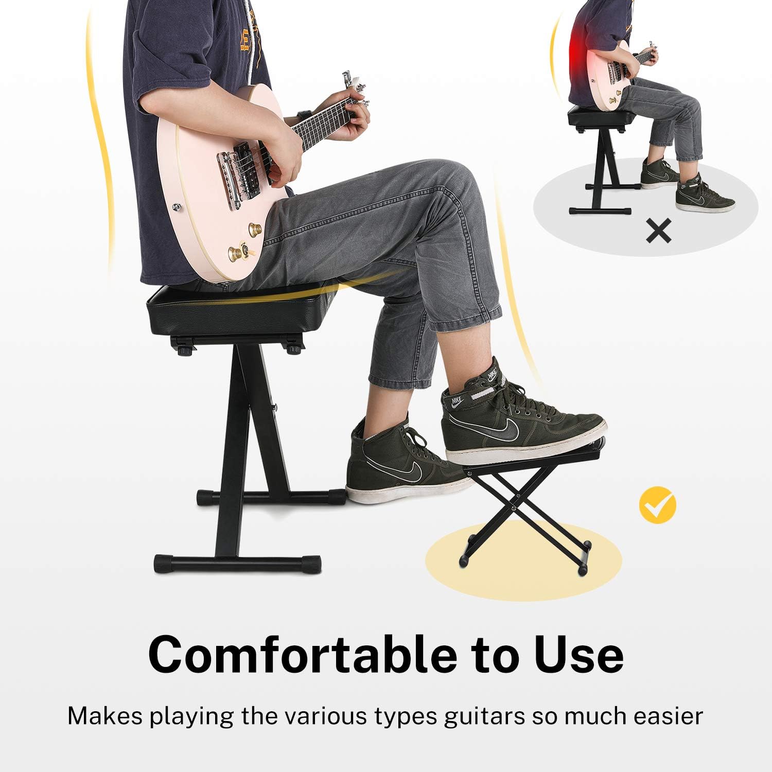 Donner Acoustic Guitar for Beginner-Guitar Foot Stool