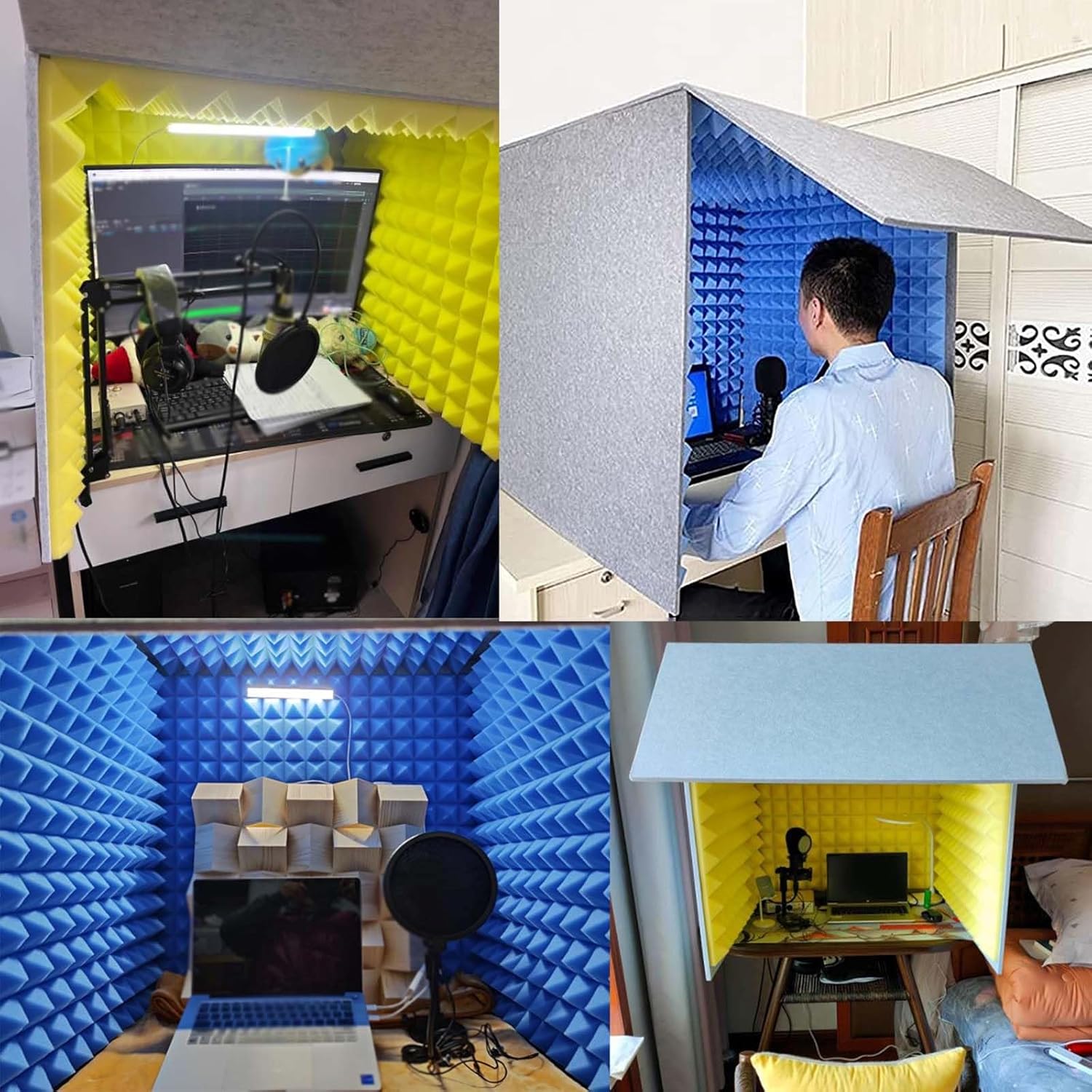 Portable Vocal Booth Sound Booth Recording Equipment, Desktop Soundproof Cover, Vocal Absorbing Shield, Microphone Isolation Booth Box, for Home Studio, Music Recording (Purple 80 * 80 * 80cm)
