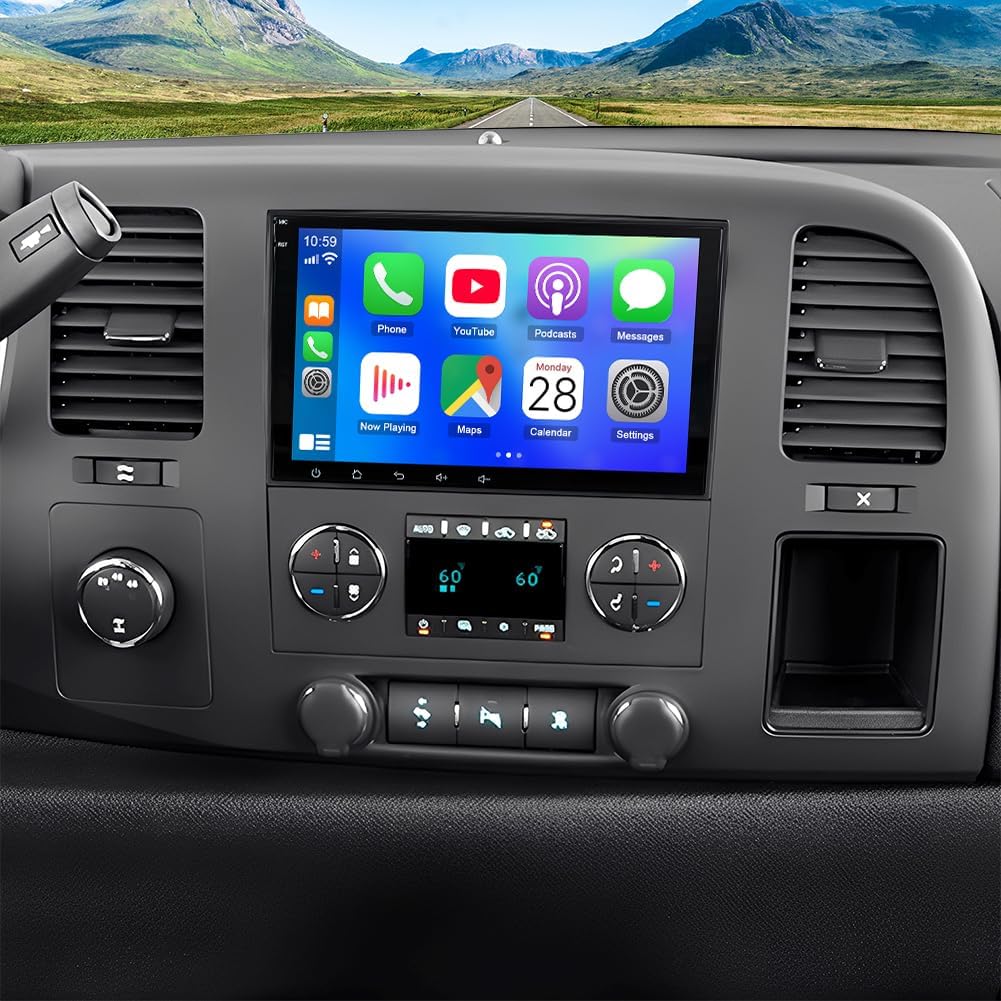 Android 14 Double Din Car Stereo Radio for GMC Sierra 1500 for Chevy Silverado 2008-2013 8