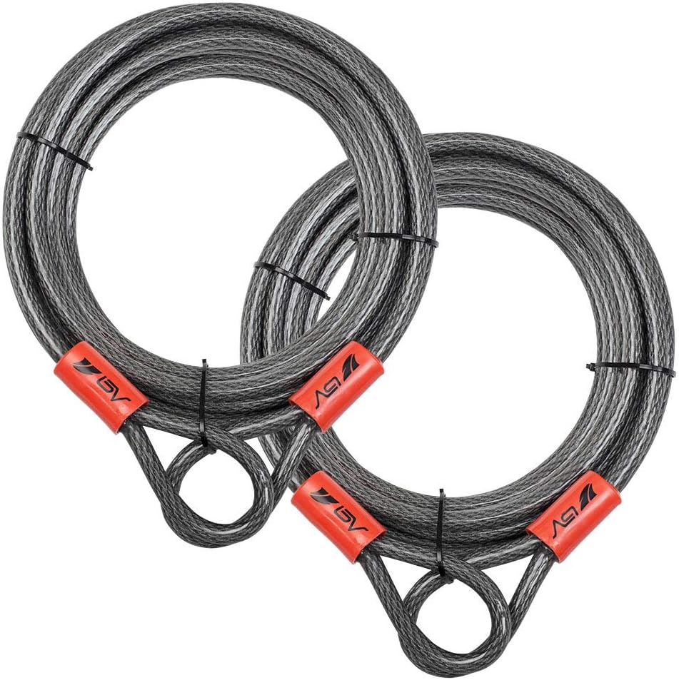 BV Heavy-Duty 30FT Security Cable with Loops-10mm (3/8 Inch) Cut-Resistant Braided Steel Cable-Versatile & Weatherproof-Security Chain for Padlock, Chain Lock, Wire Lock (Pair)