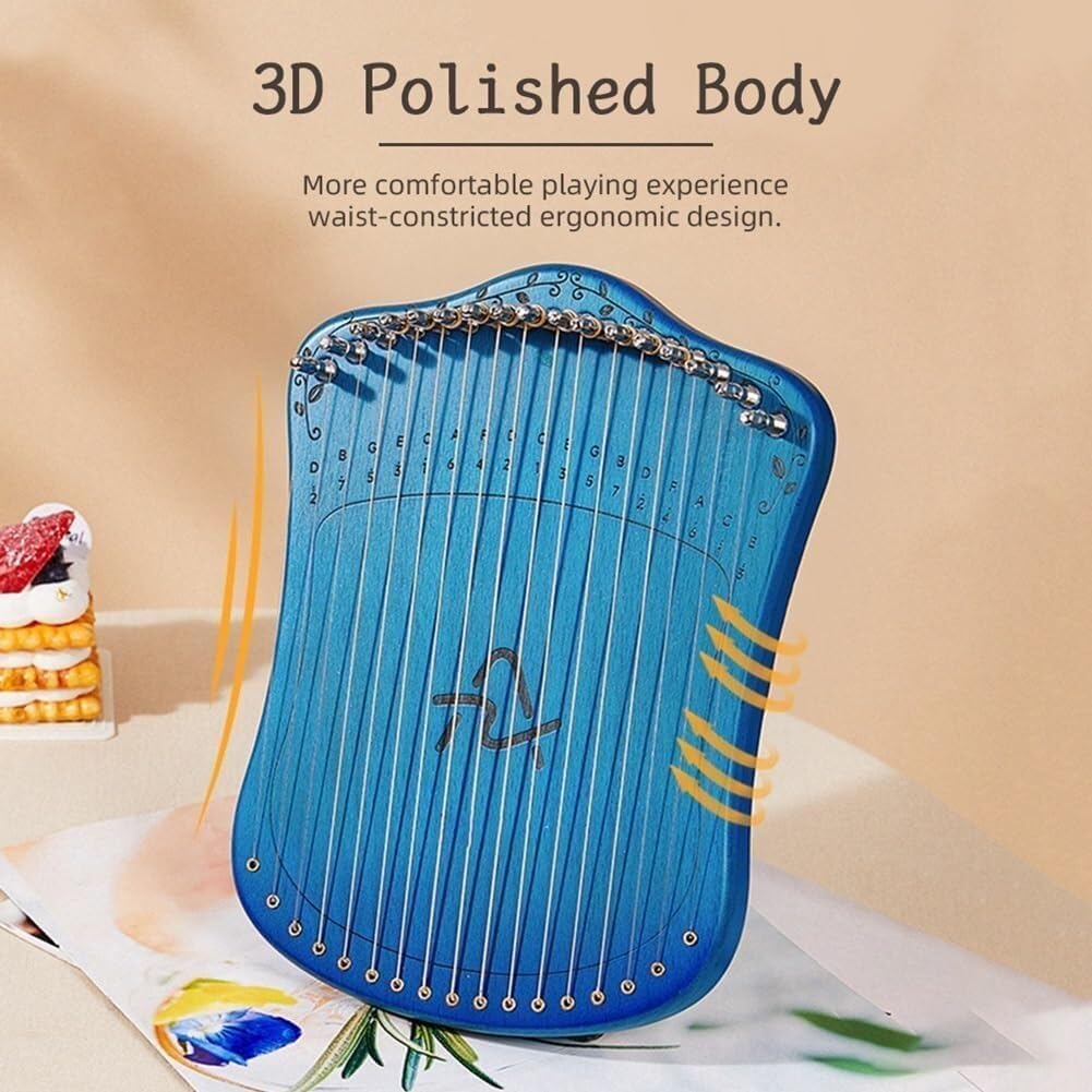 21 Metal Strings Thumb Harp with Tuning Wrench, Spare Strings and EVA Bag,Lyre Harp, Fingerpicking String Instrument (Color:Default)