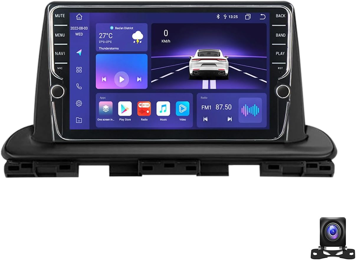 Double Din Car Stereo Bluetooth MP5 Player with Carplay/Auto, 9 Inch Touchscreen Radio Receiver with AHD Backup Camera, Compatible with Kia Cerato 4 IV 2018~2021 Support 4G/SWC/DSP,K600S