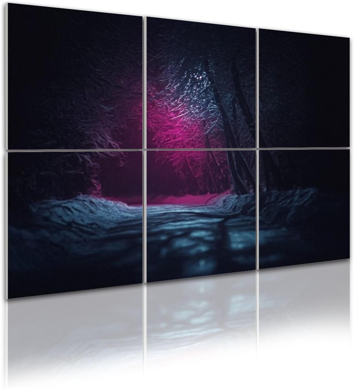 6 Pack Art Acoustic Panels Self Adhesive Stranger purple road Winter landscape Mysterious fairy forest 48