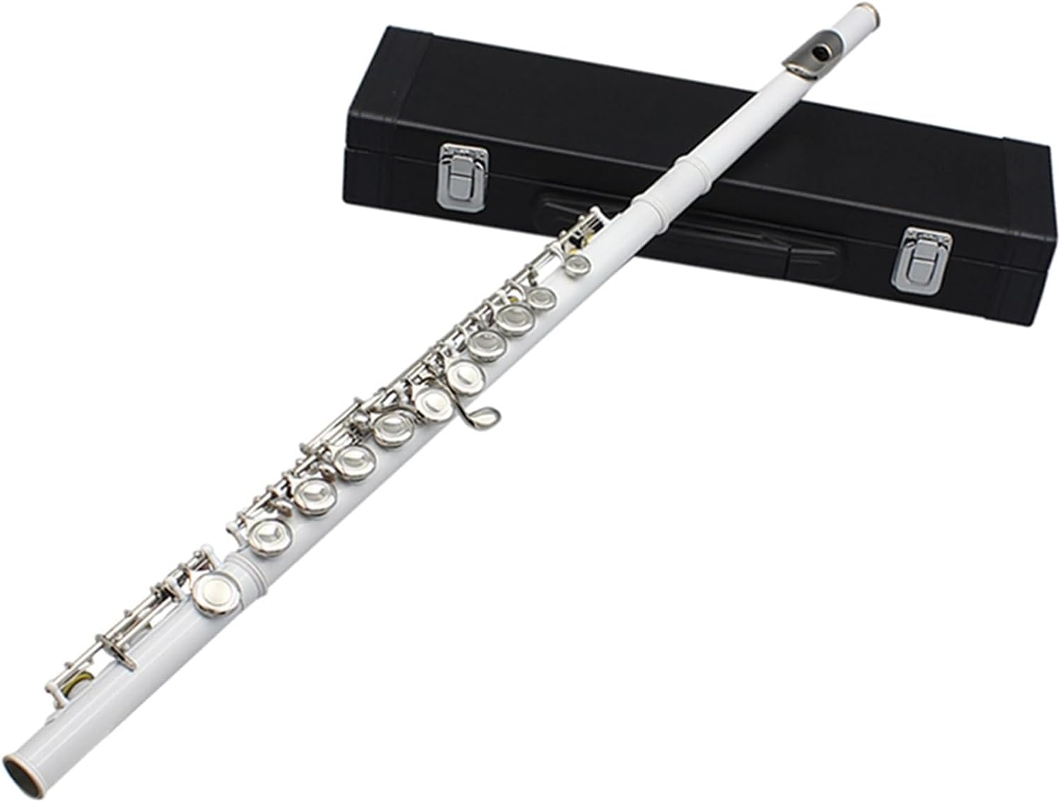 Flute White 16 Holes C Tone Flute with E Key Woodwind Instrument Closed Key Cupronickel Tube Flute with Box Flutes Musical Instruments